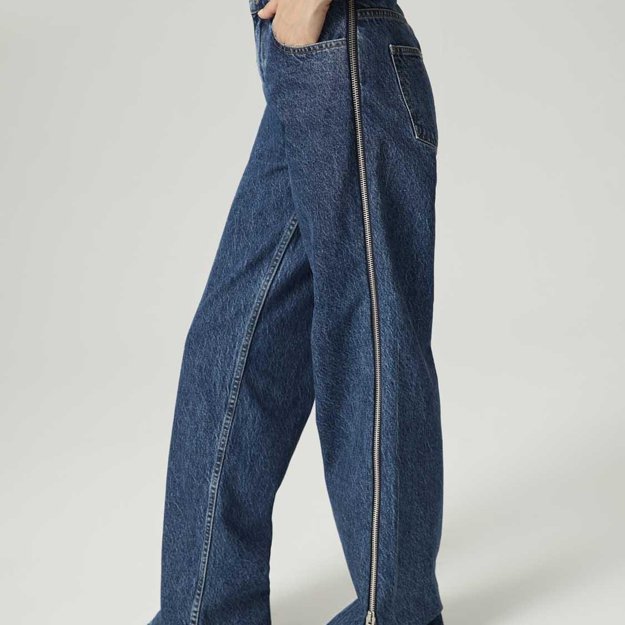 Fermuar Detaylı Jean Pantolon