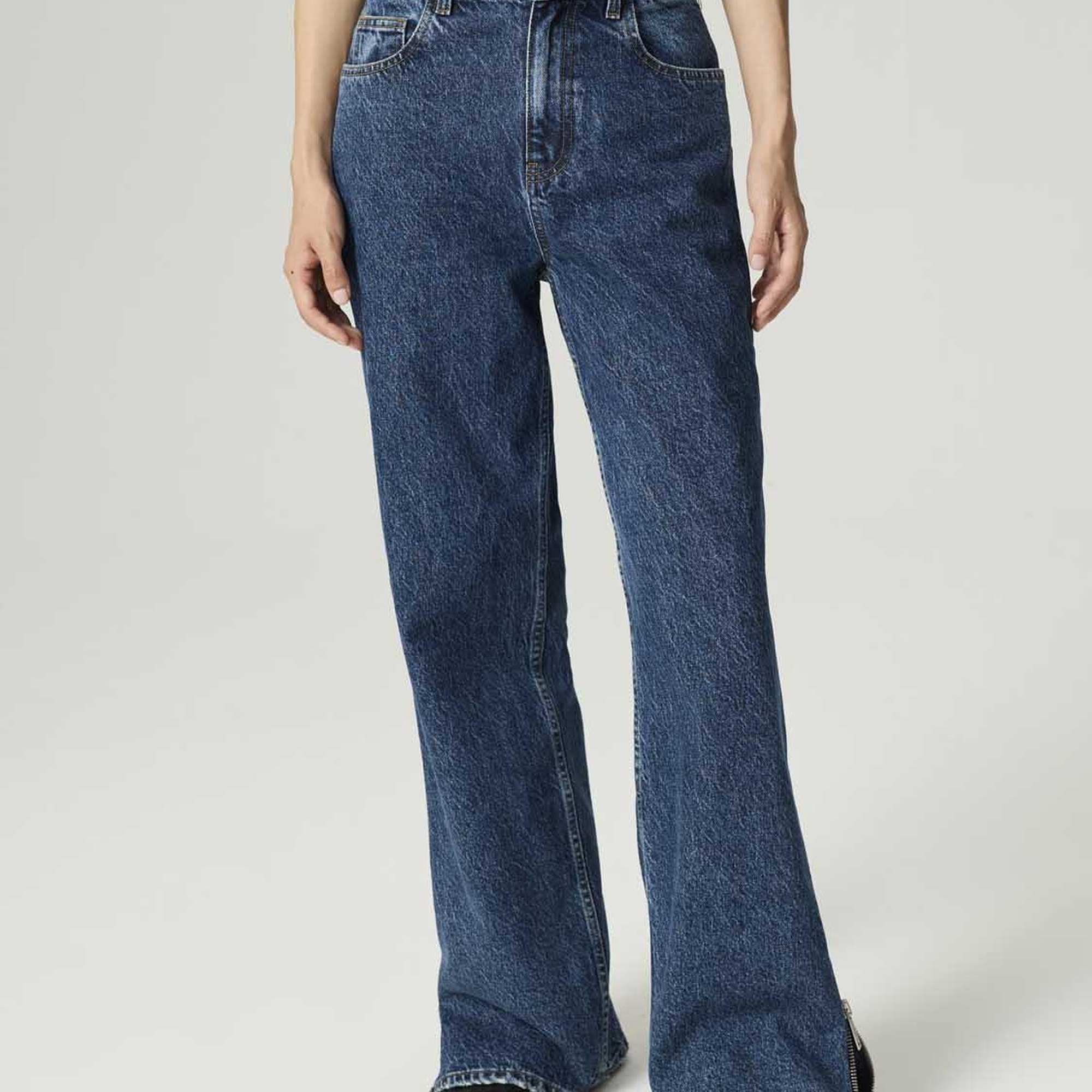 Fermuar Detaylı Jean Pantolon