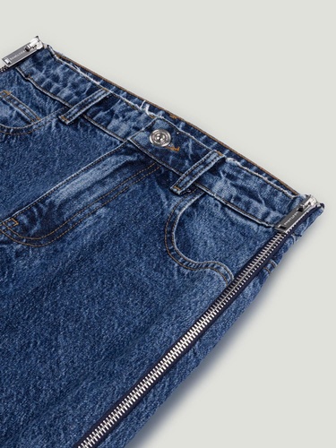  Fermuar Detaylı Jean Pantolon