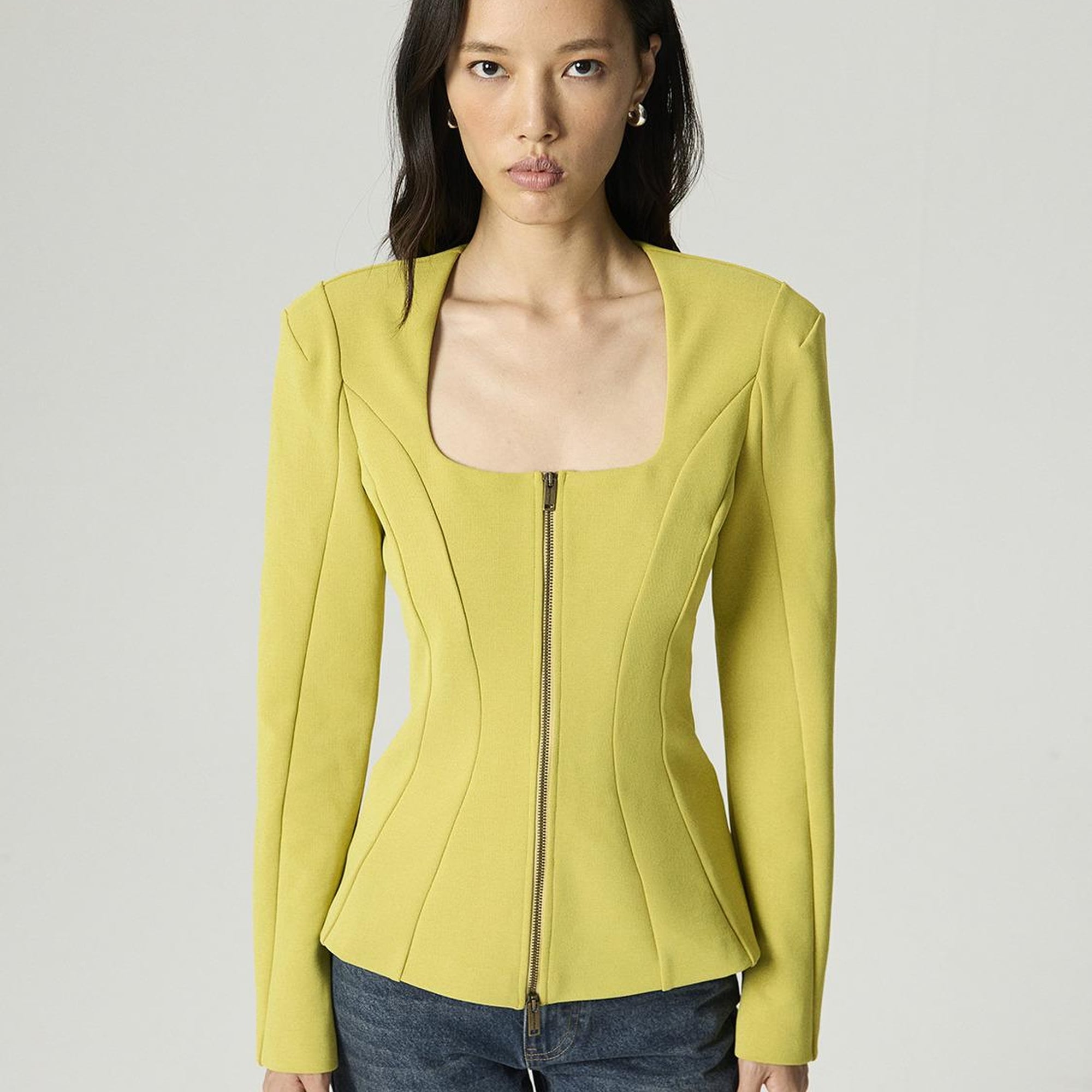 Fermuar Detaylı Vatkalı Bluz