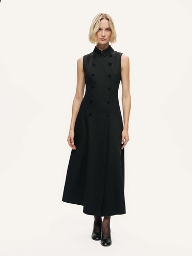  Kruvaze Düğme Kapamalı Maxi Elbise