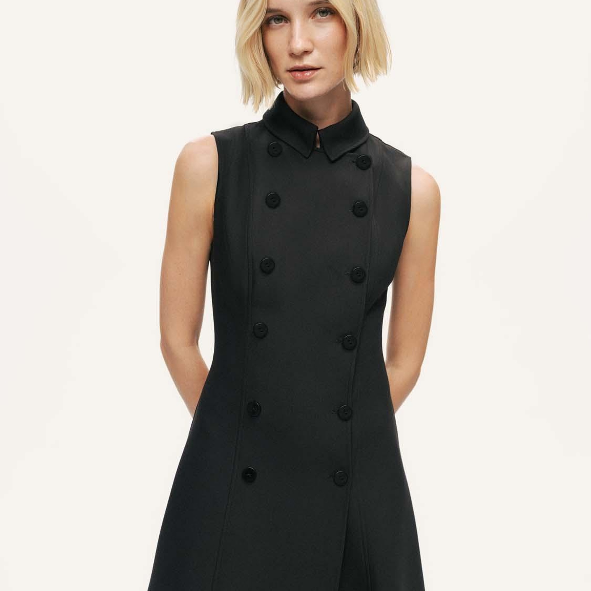 Kruvaze Düğme Kapamalı Maxi Elbise