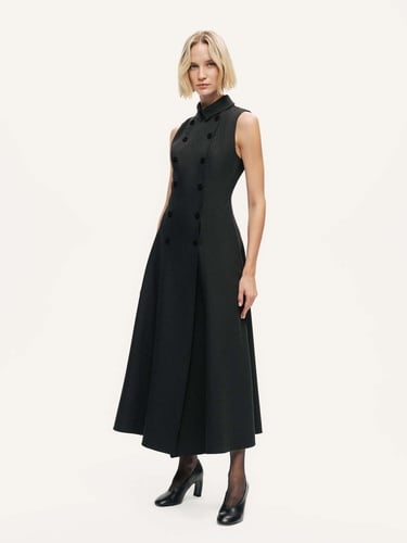  Kruvaze Düğme Kapamalı Maxi Elbise