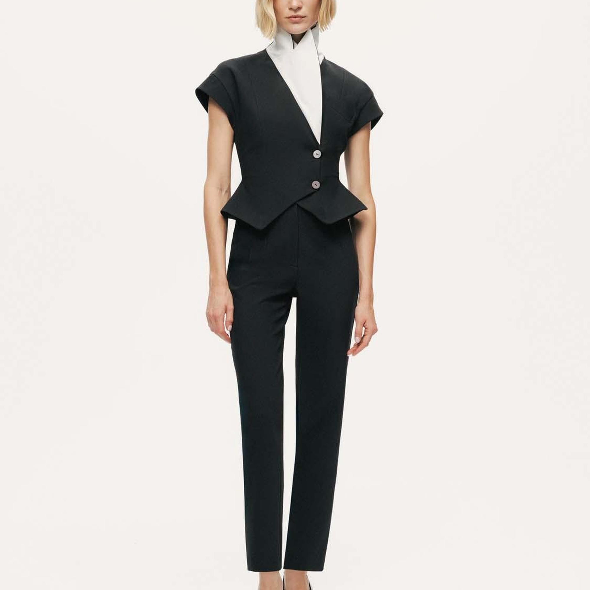 Katlı Kruvaze Yaka Yelek