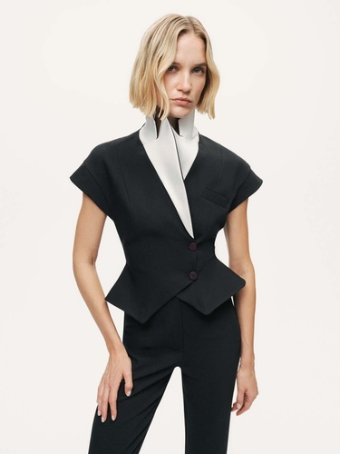  Katlı Kruvaze Yaka Yelek