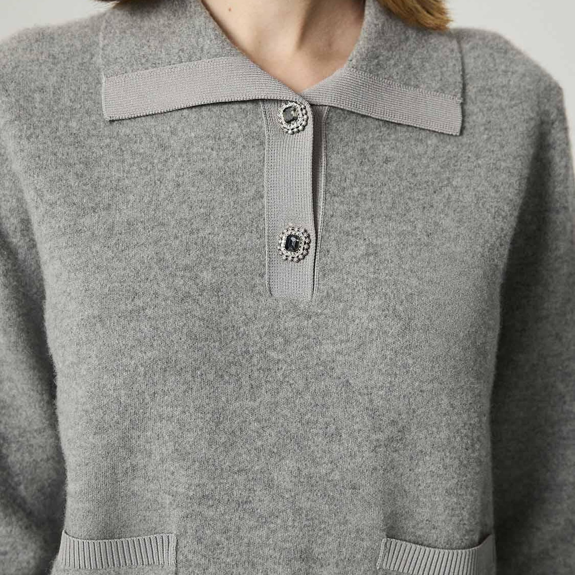 Düğme Aksesuarlı Triko