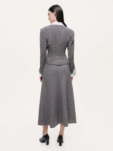  Balık Sırtı Desenli Midi Etek