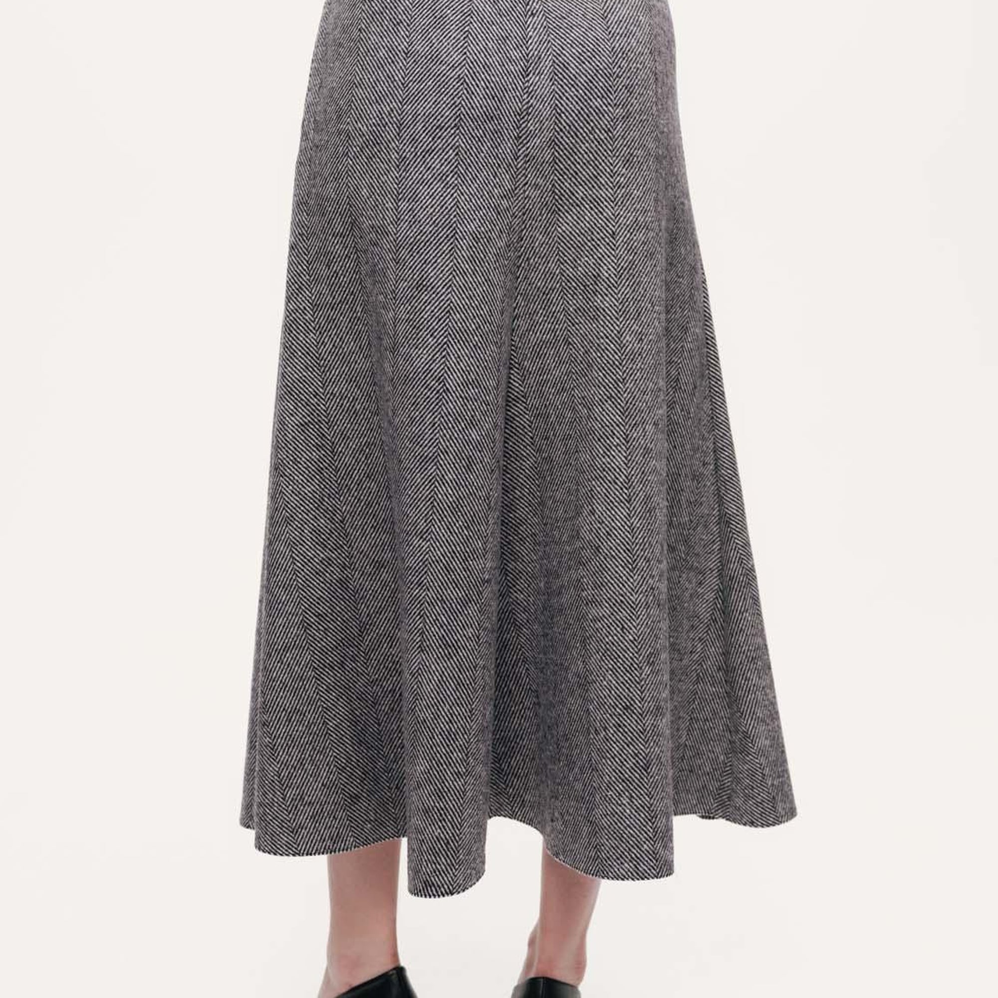 Balık Sırtı Desenli Midi Etek