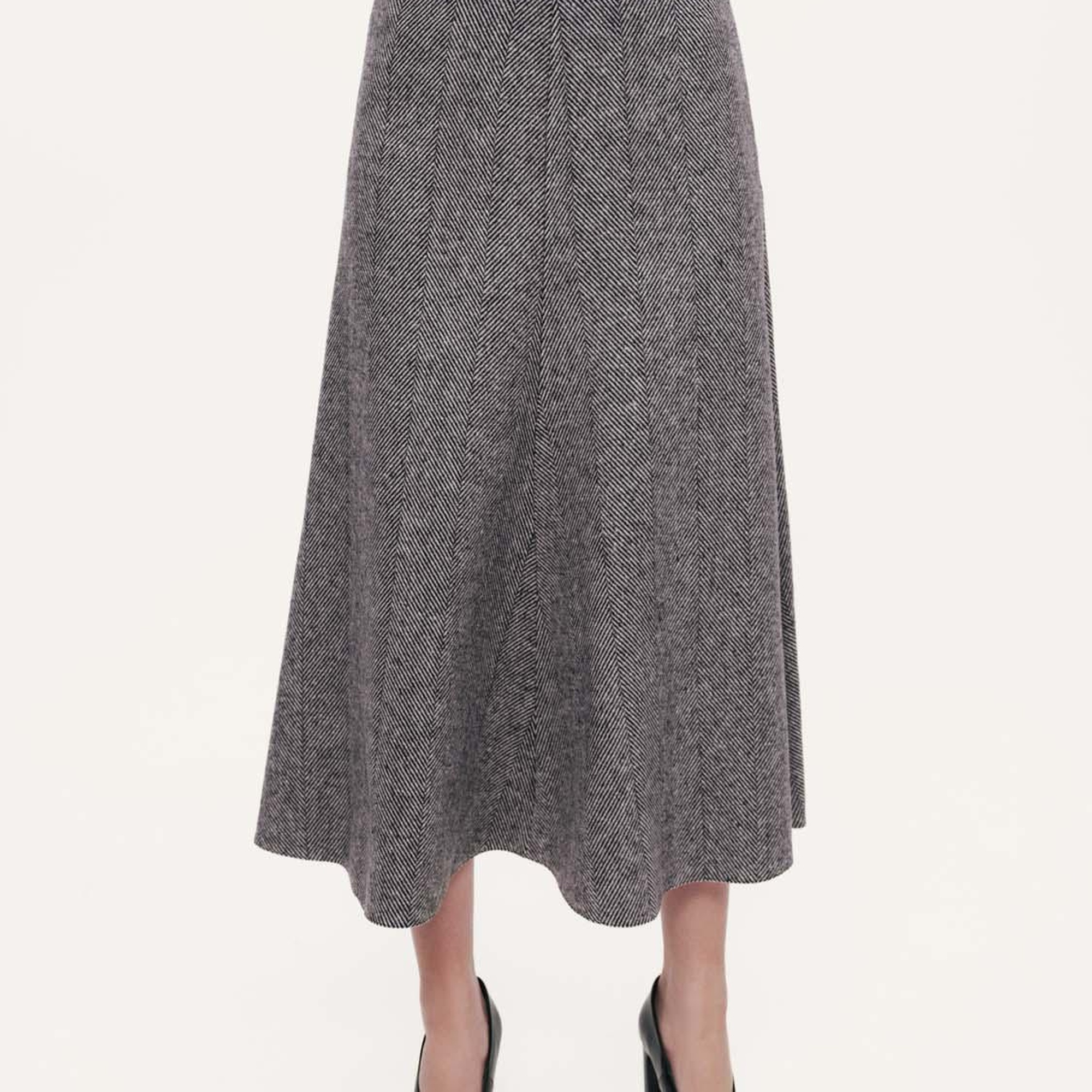 Balık Sırtı Desenli Midi Etek