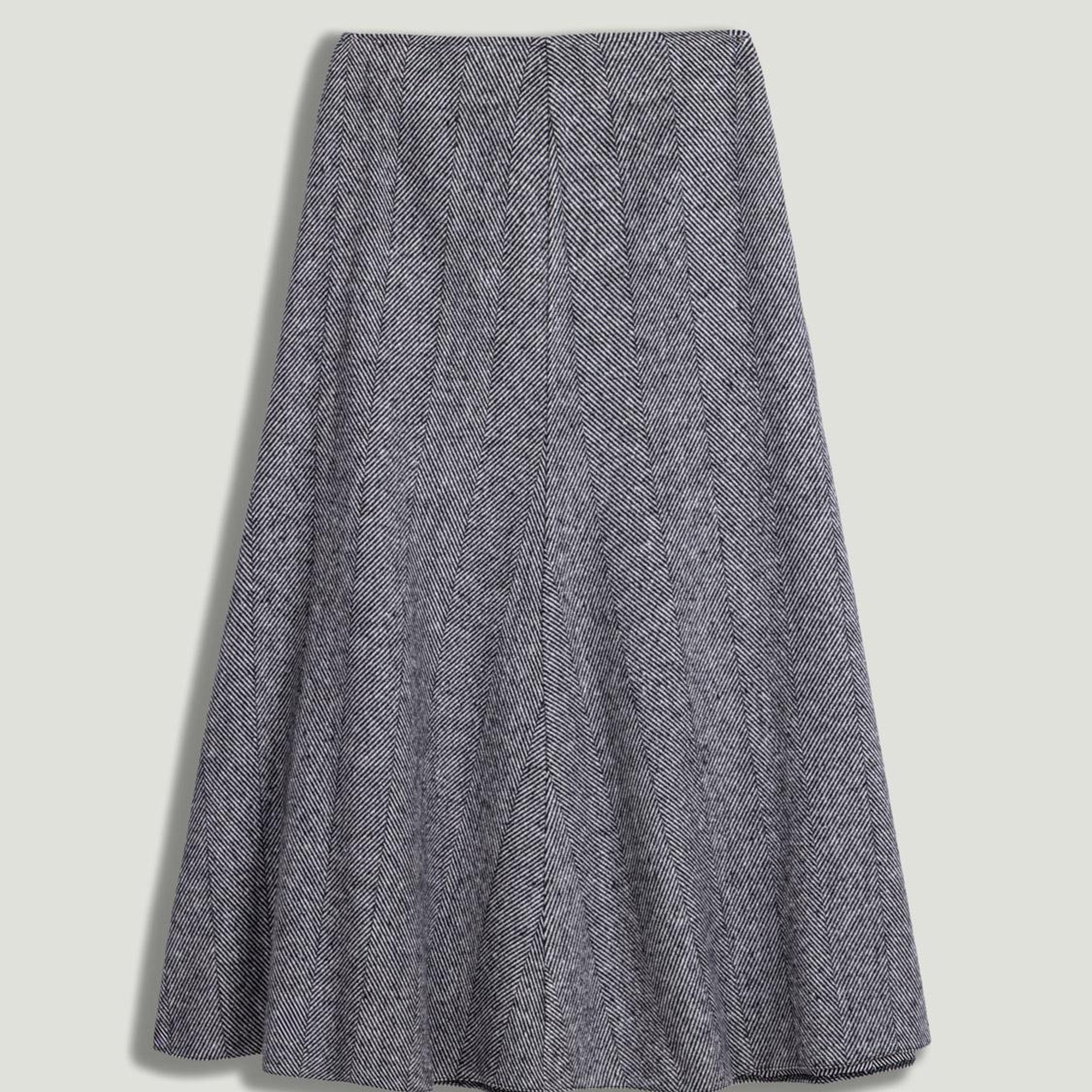 Balık Sırtı Desenli Midi Etek