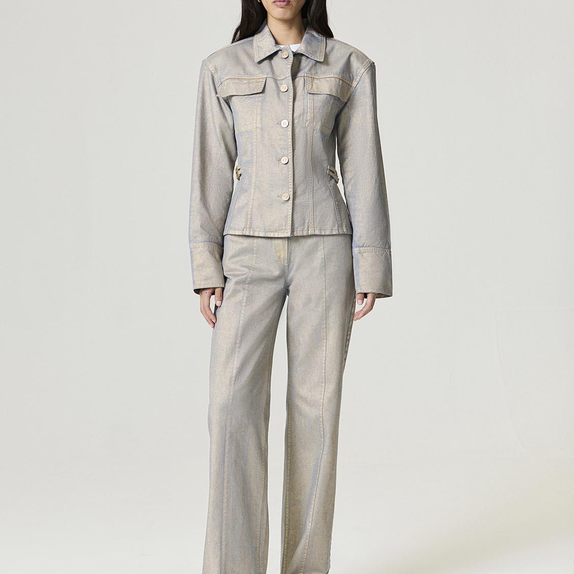 Metalik Yıkamalı Ceket