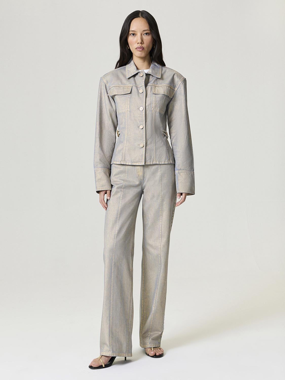  Metalik Yıkamalı Ceket