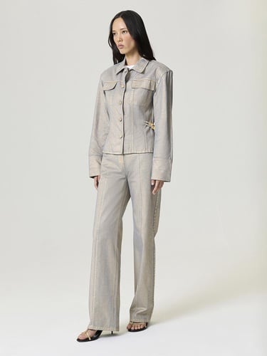  Metalik Yıkamalı Ceket