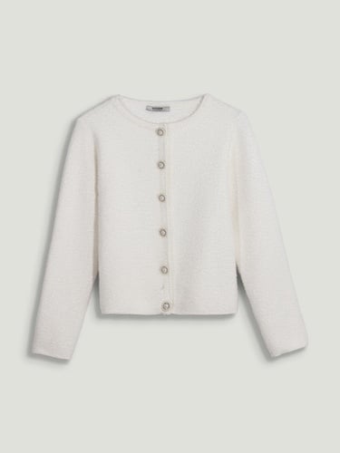  Taşlı Düğme Aksesuarlı Triko