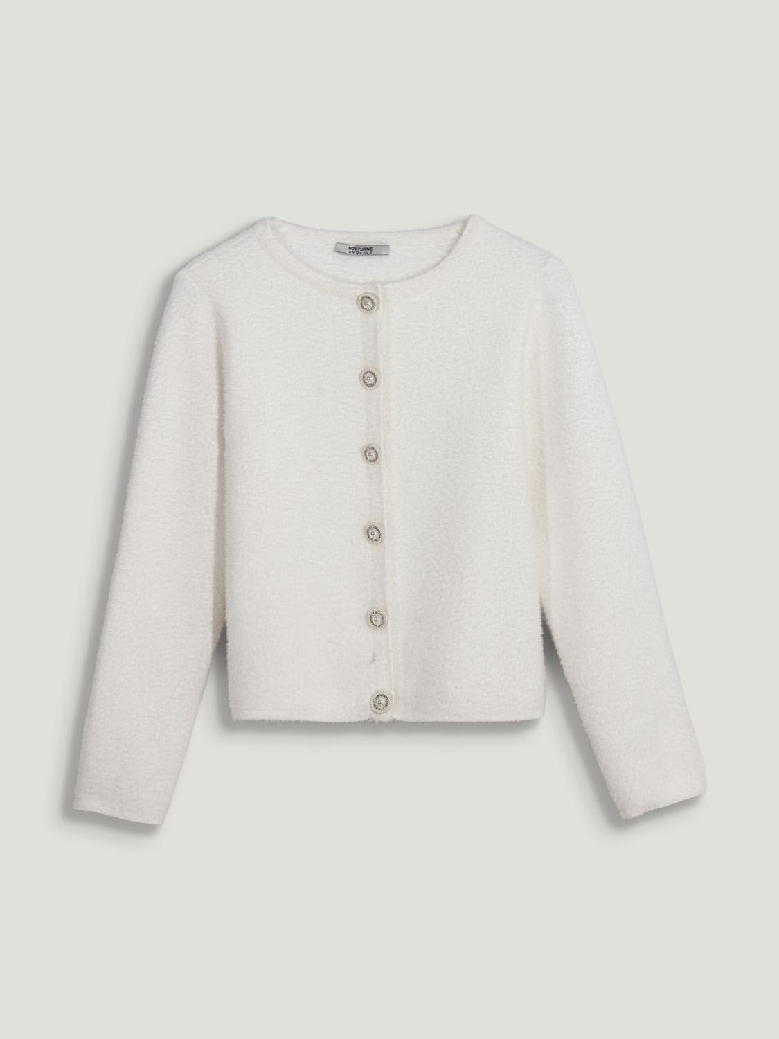  Taşlı Düğme Aksesuarlı Triko