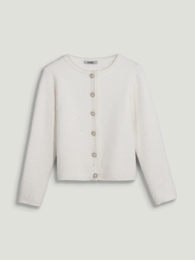  Taşlı Düğme Aksesuarlı Triko