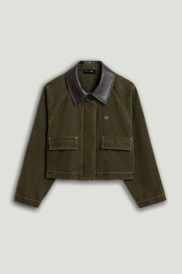  Deri Detaylı Yıkamalı Ceket