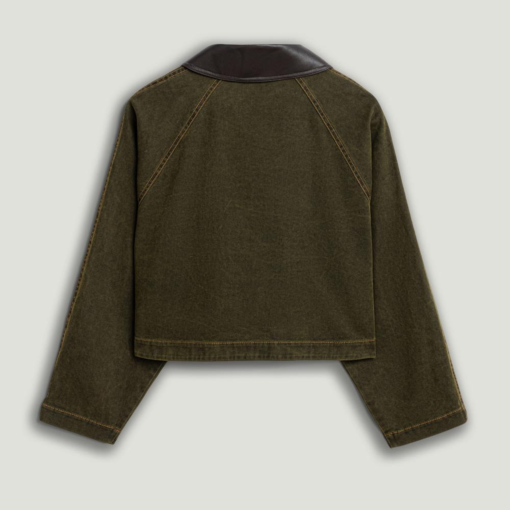 Deri Detaylı Yıkamalı Ceket