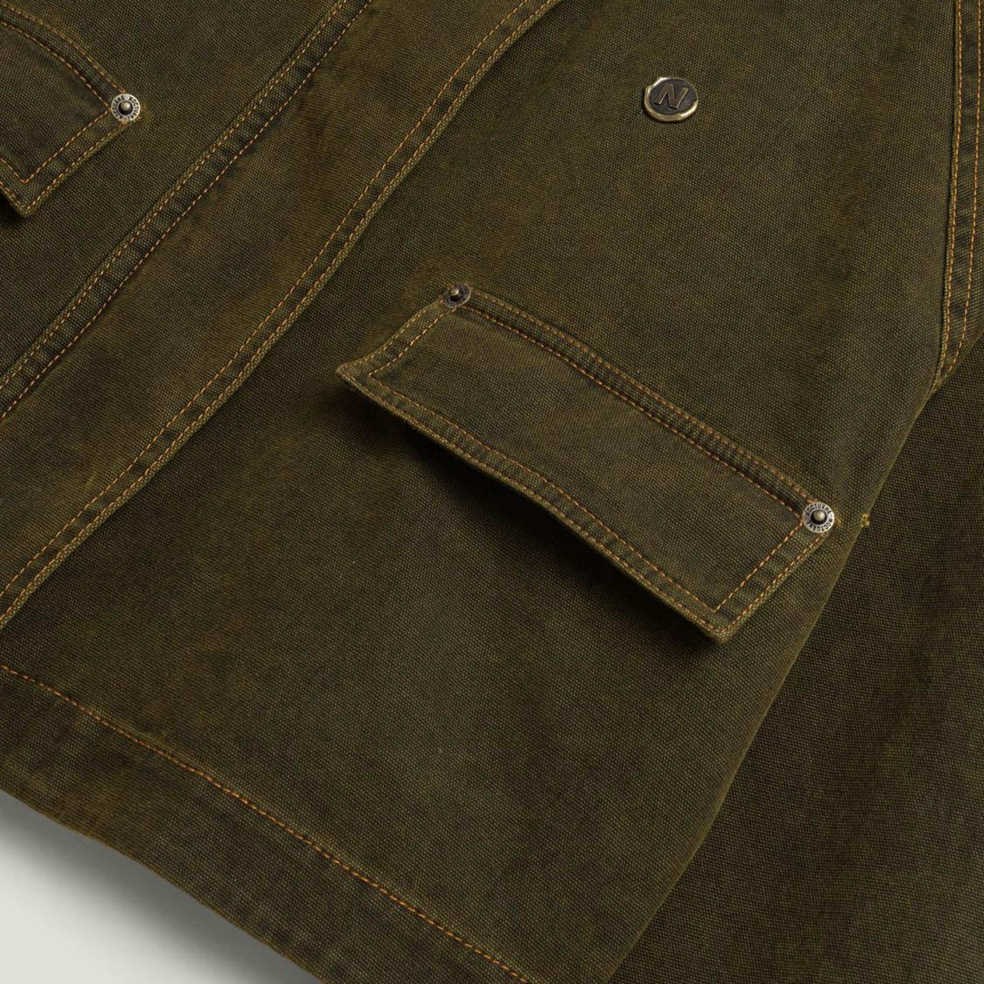 Deri Detaylı Yıkamalı Ceket