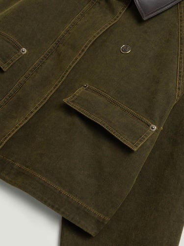  Deri Detaylı Yıkamalı Ceket