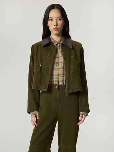  Deri Detaylı Yıkamalı Ceket