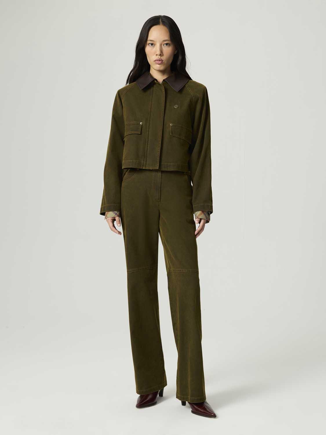  Deri Detaylı Yıkamalı Ceket