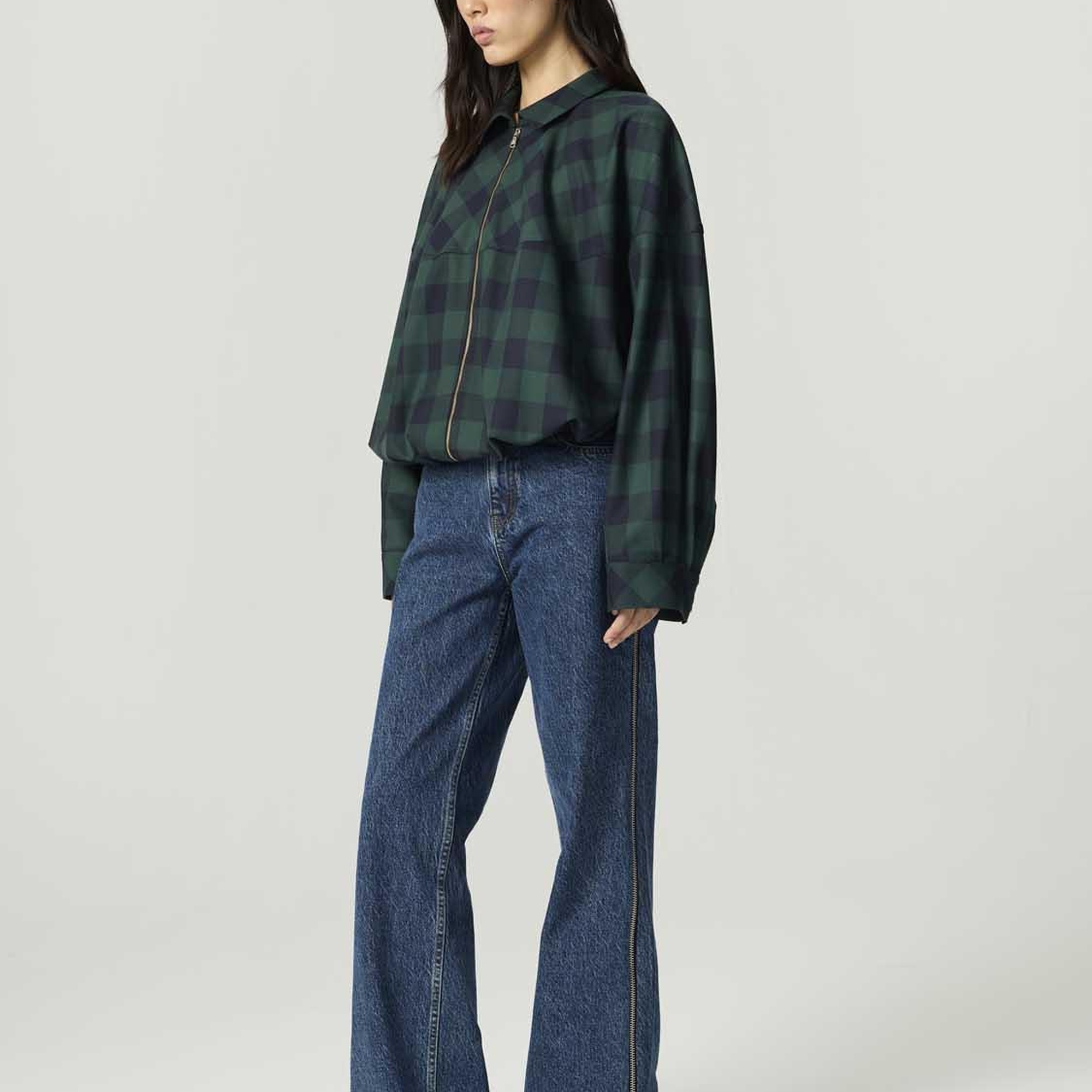 Kareli Dökümlü Ceket