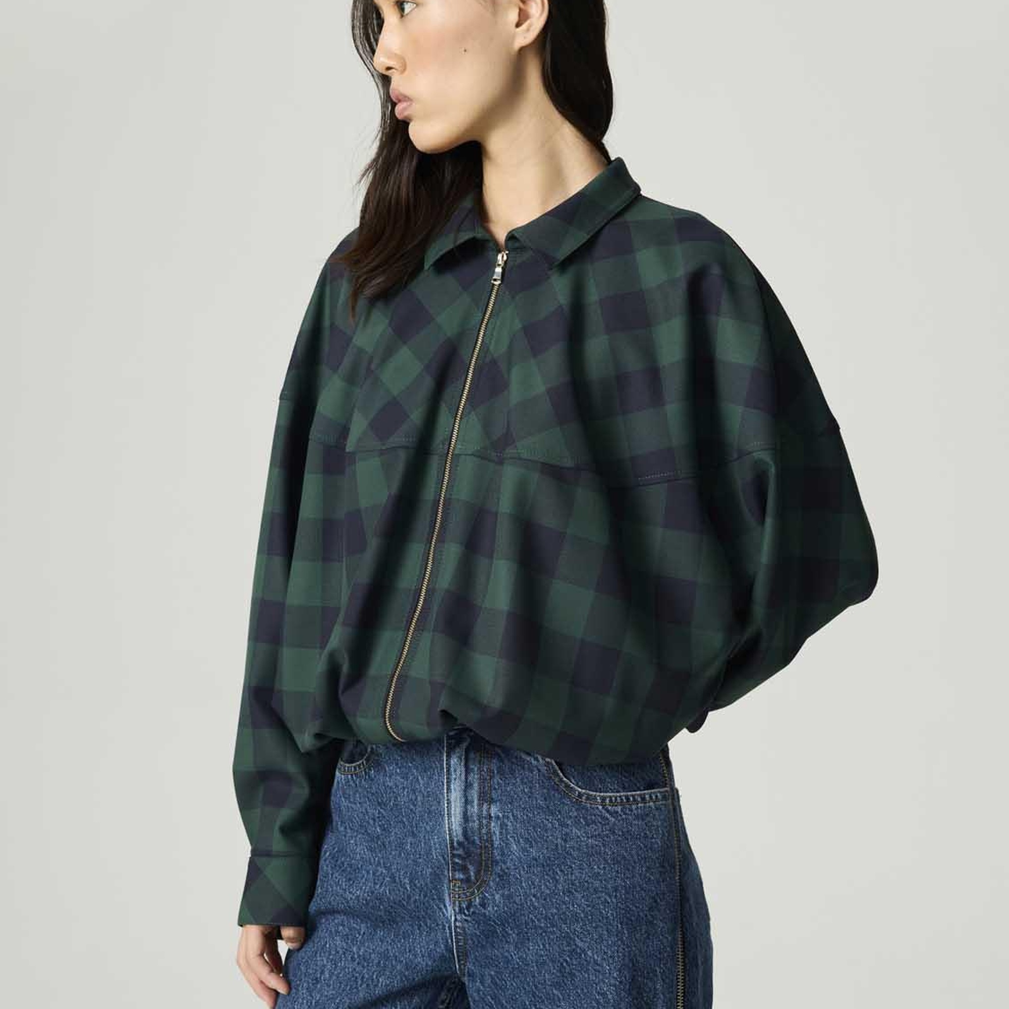 Kareli Dökümlü Ceket