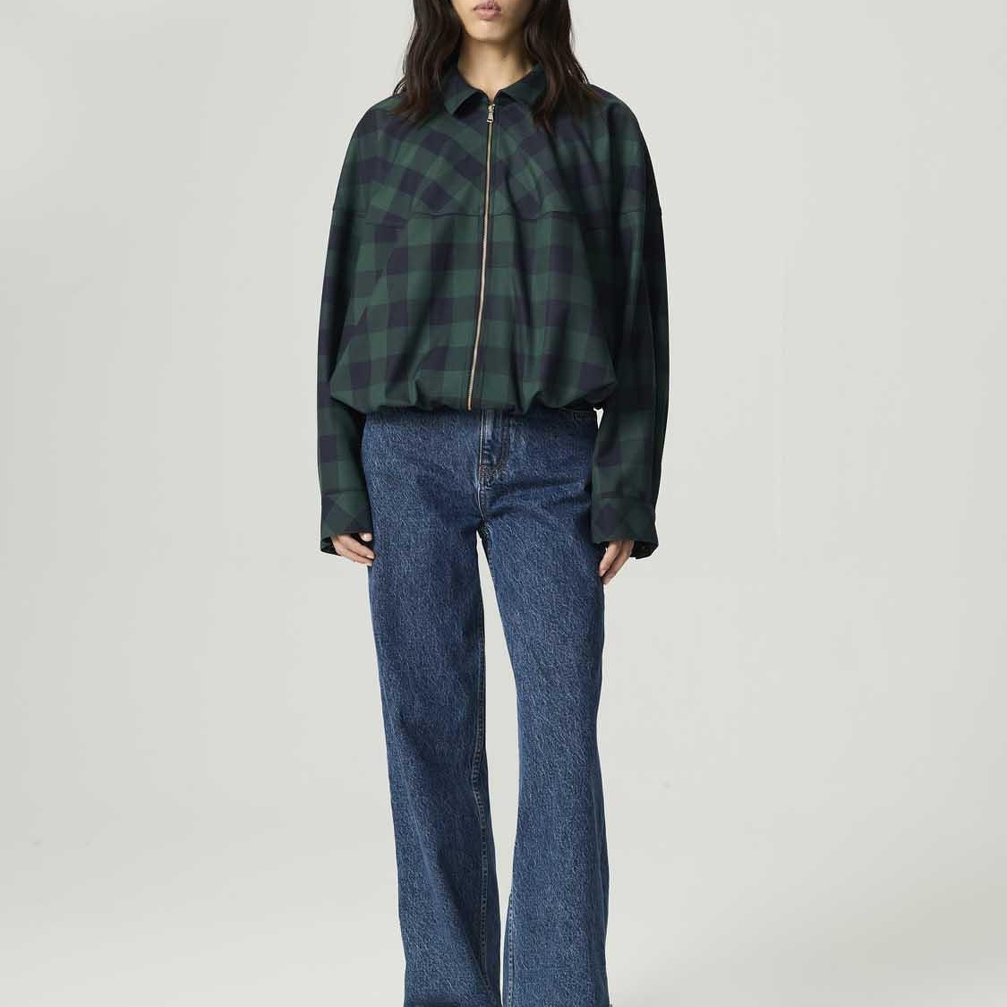 Kareli Dökümlü Ceket