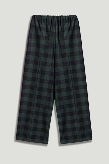  Kareli Geniş Paça Pantolon