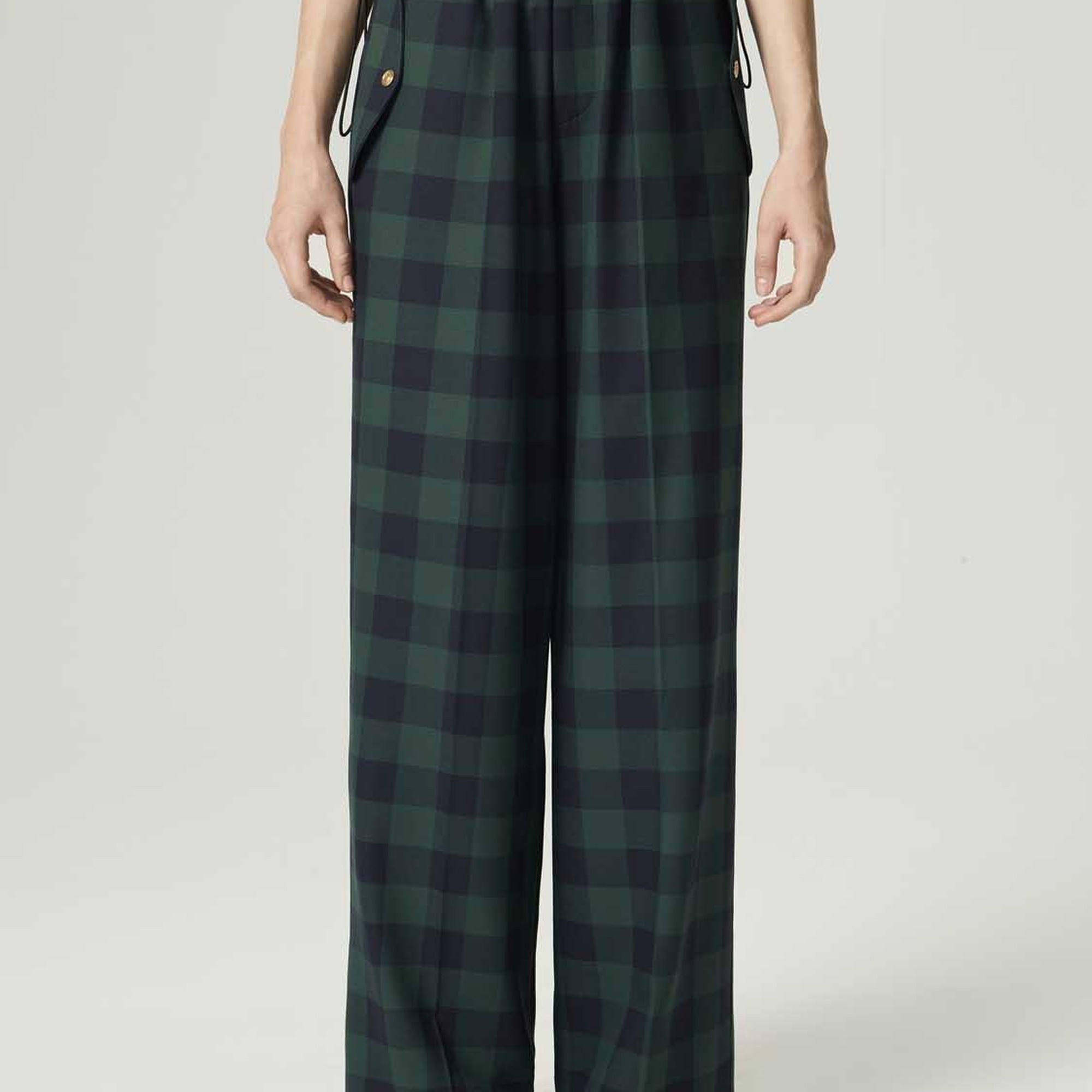 Kareli Geniş Paça Pantolon