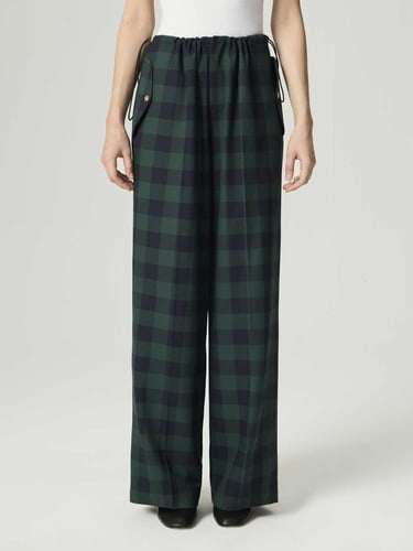  Kareli Geniş Paça Pantolon