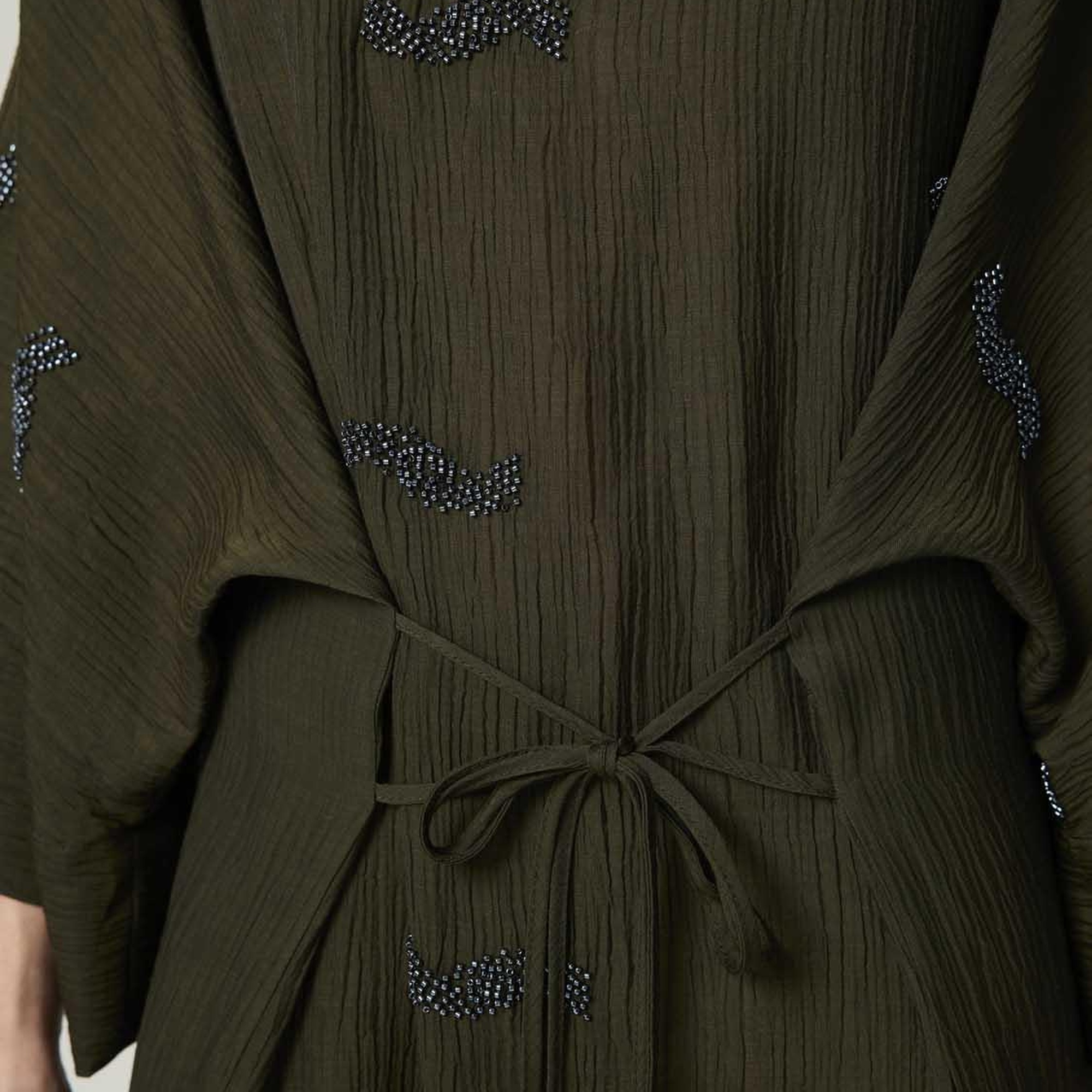 Boncuk Brodeli Midi Elbise