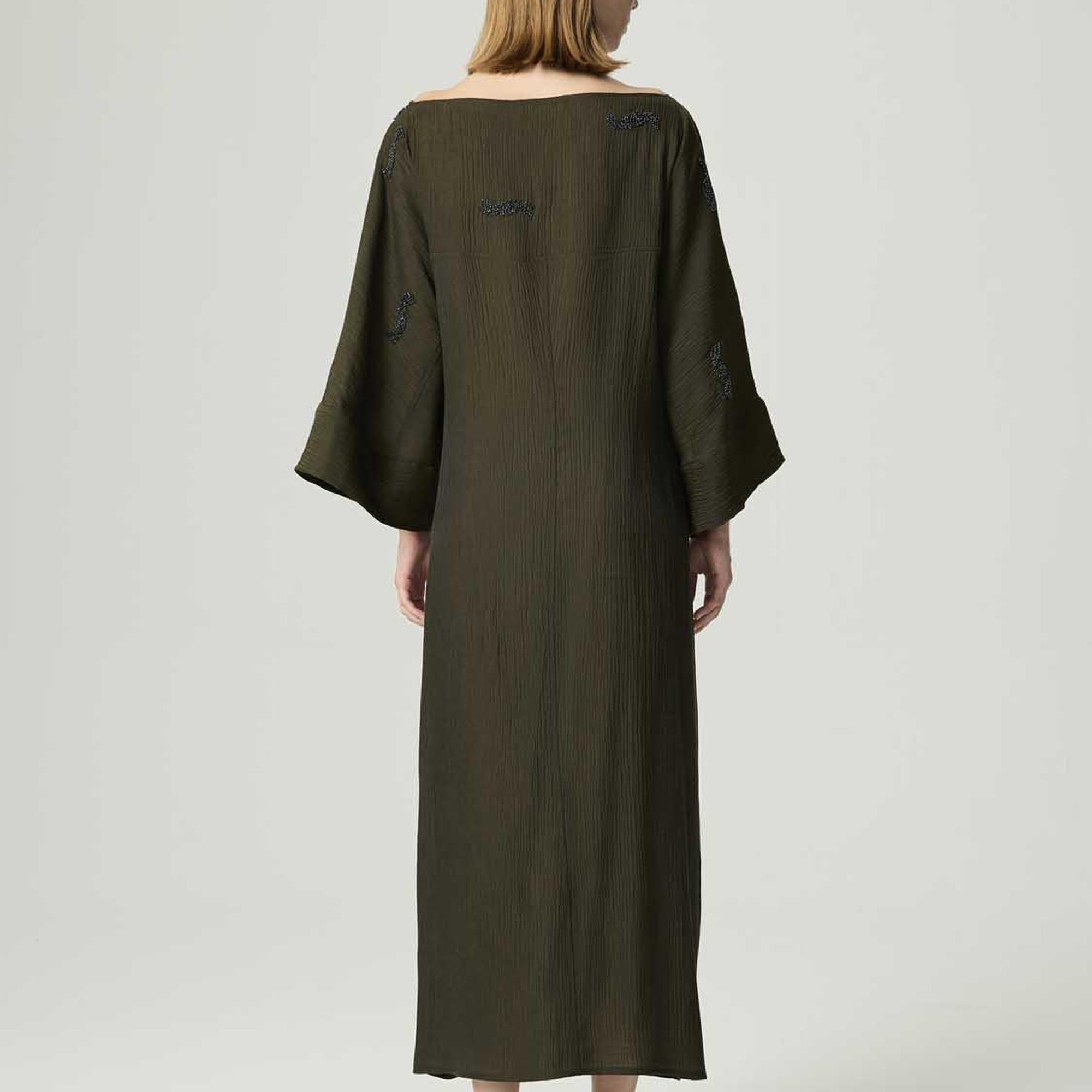 Boncuk Brodeli Midi Elbise