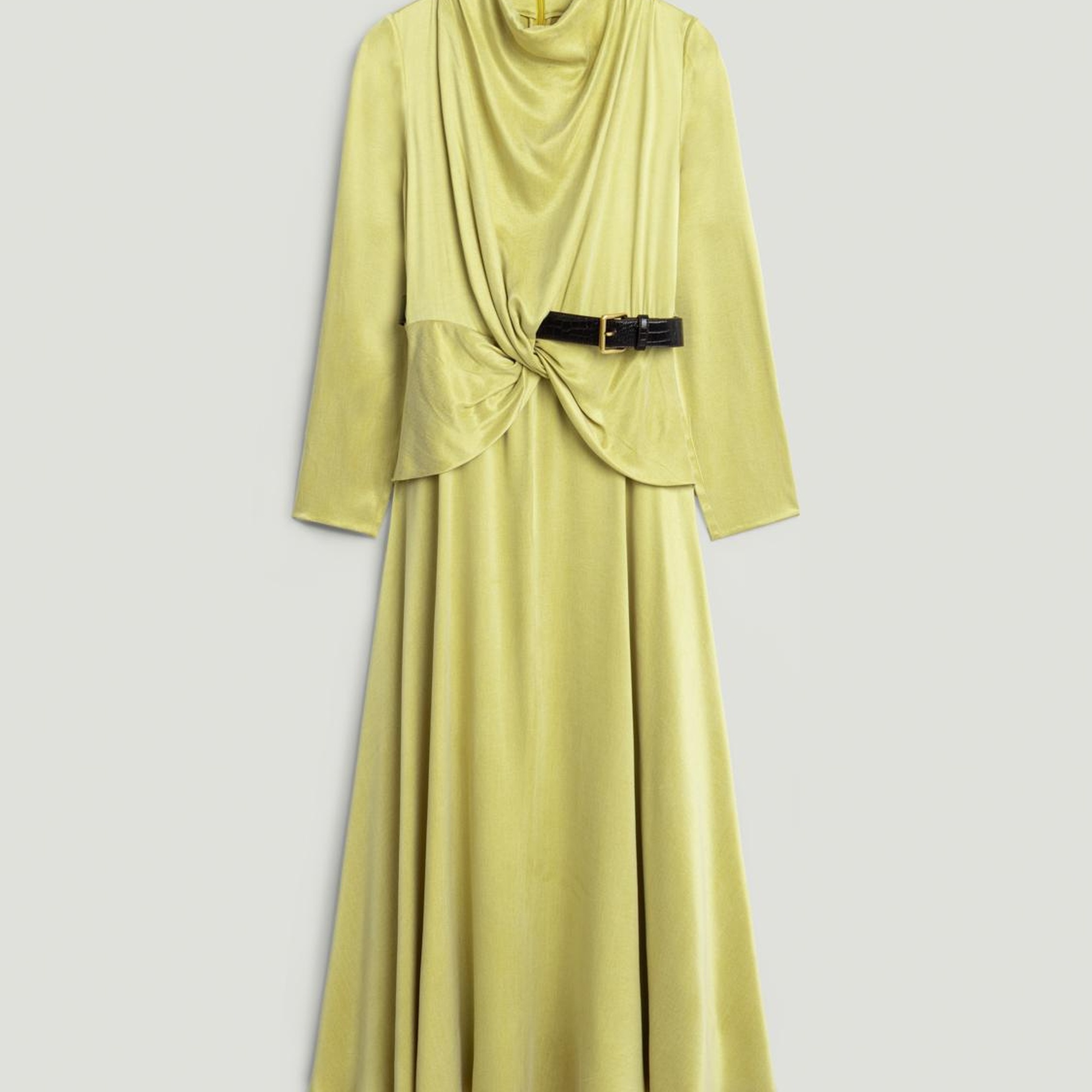 Burgu ve Kemer Detaylı Maxi Elbise