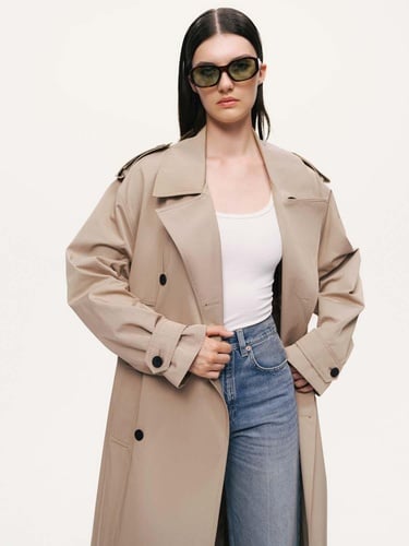  Kemerli Maxi Trençkot