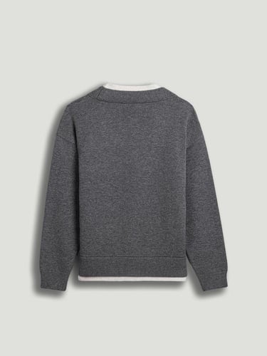  Taşlı Düğme Aksesuarlı Triko