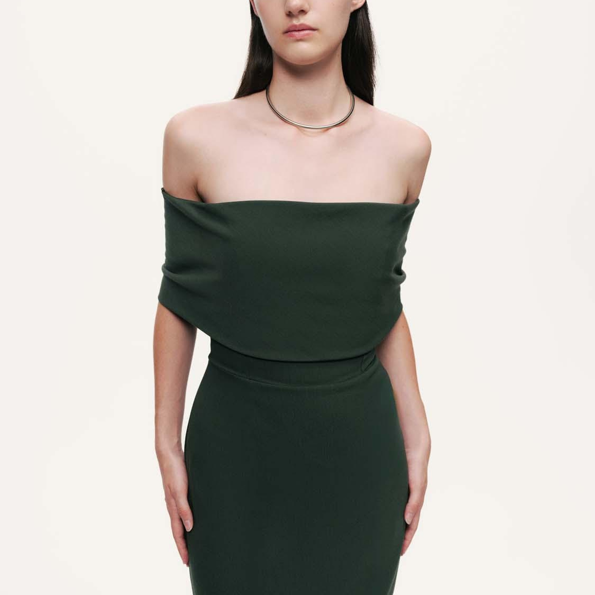 Açık Omuzlu Midi Elbise