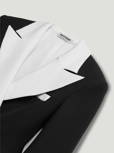  Kontrast Detaylı Mini Elbise