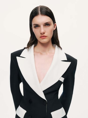  Kontrast Detaylı Mini Elbise