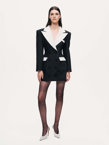  Kontrast Detaylı Mini Elbise