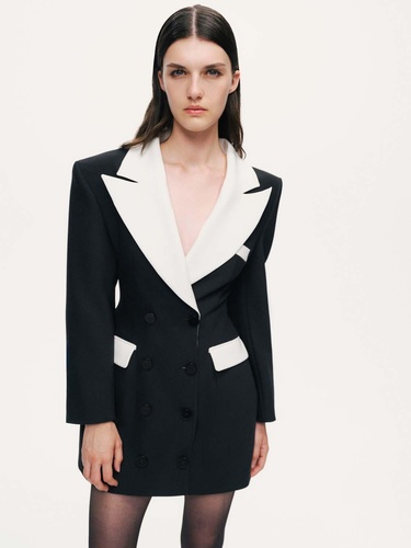  Kontrast Detaylı Mini Elbise