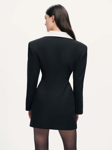  Kontrast Detaylı Mini Elbise