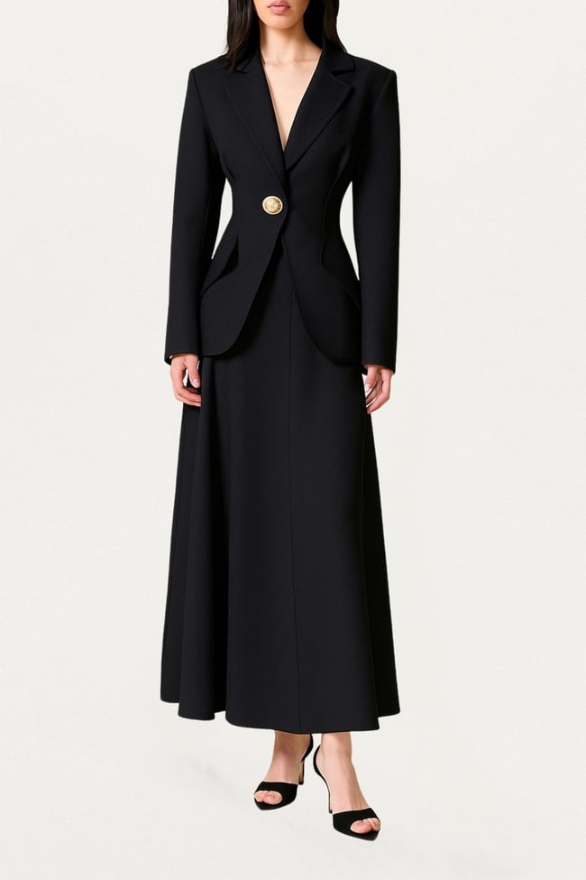  Gold Aksesuarlı Vatkalı Ceket