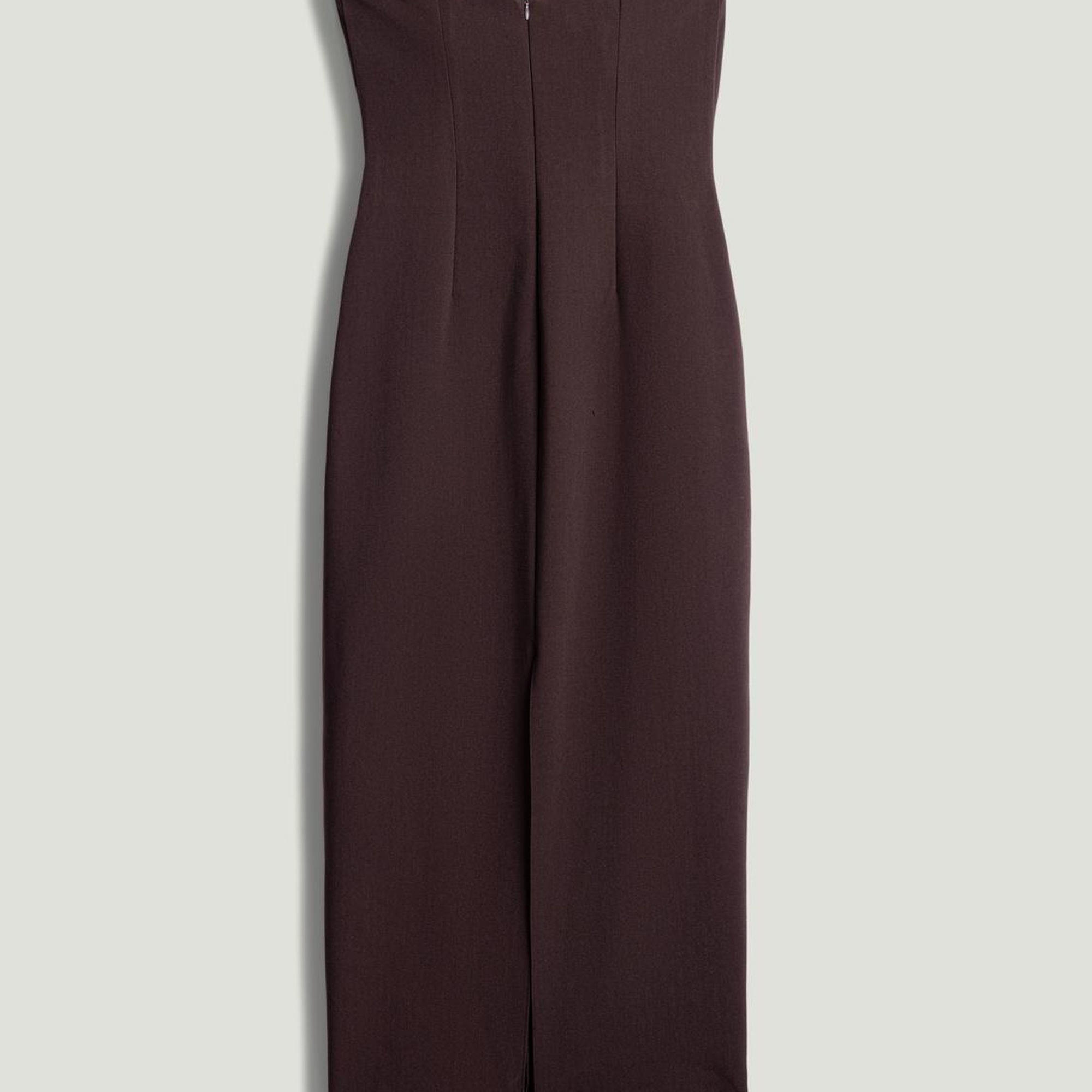 Straplez Kalp Yaka Midi Elbise