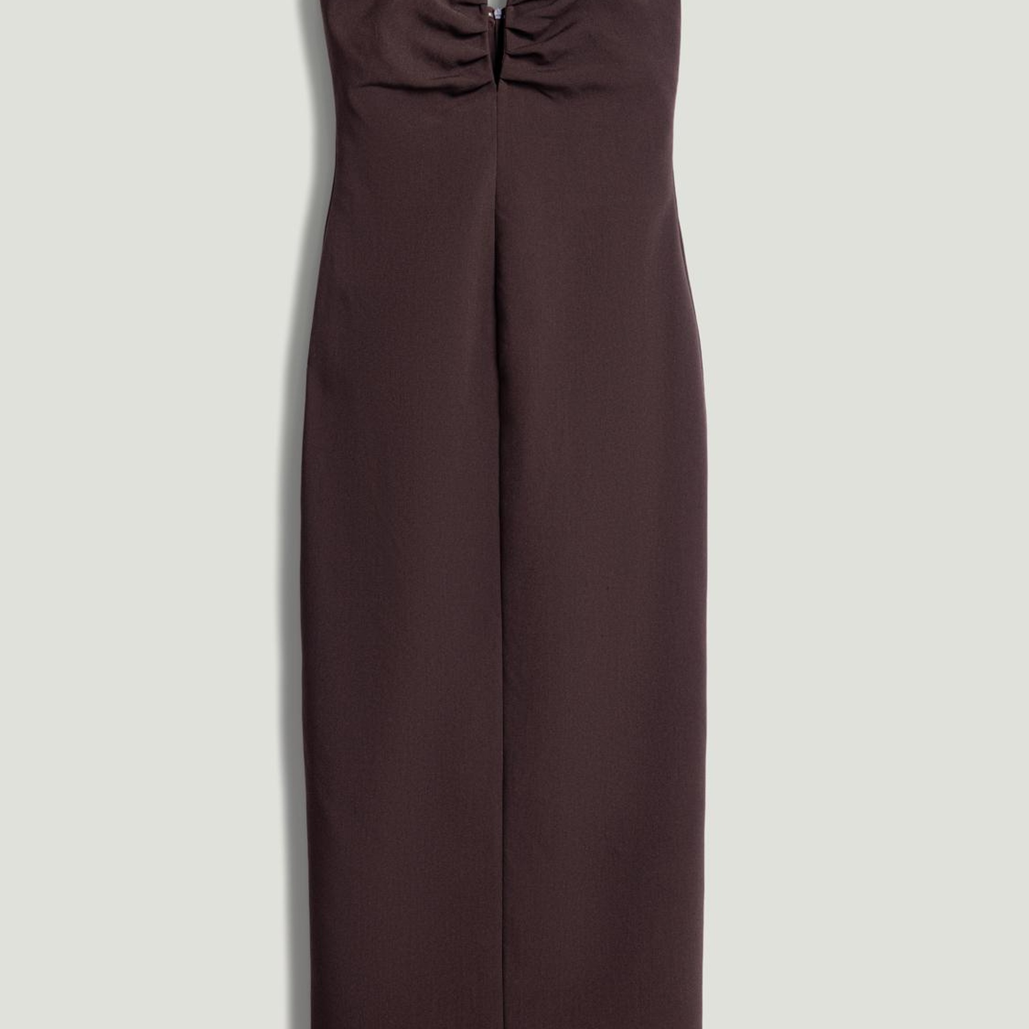 Straplez Kalp Yaka Midi Elbise