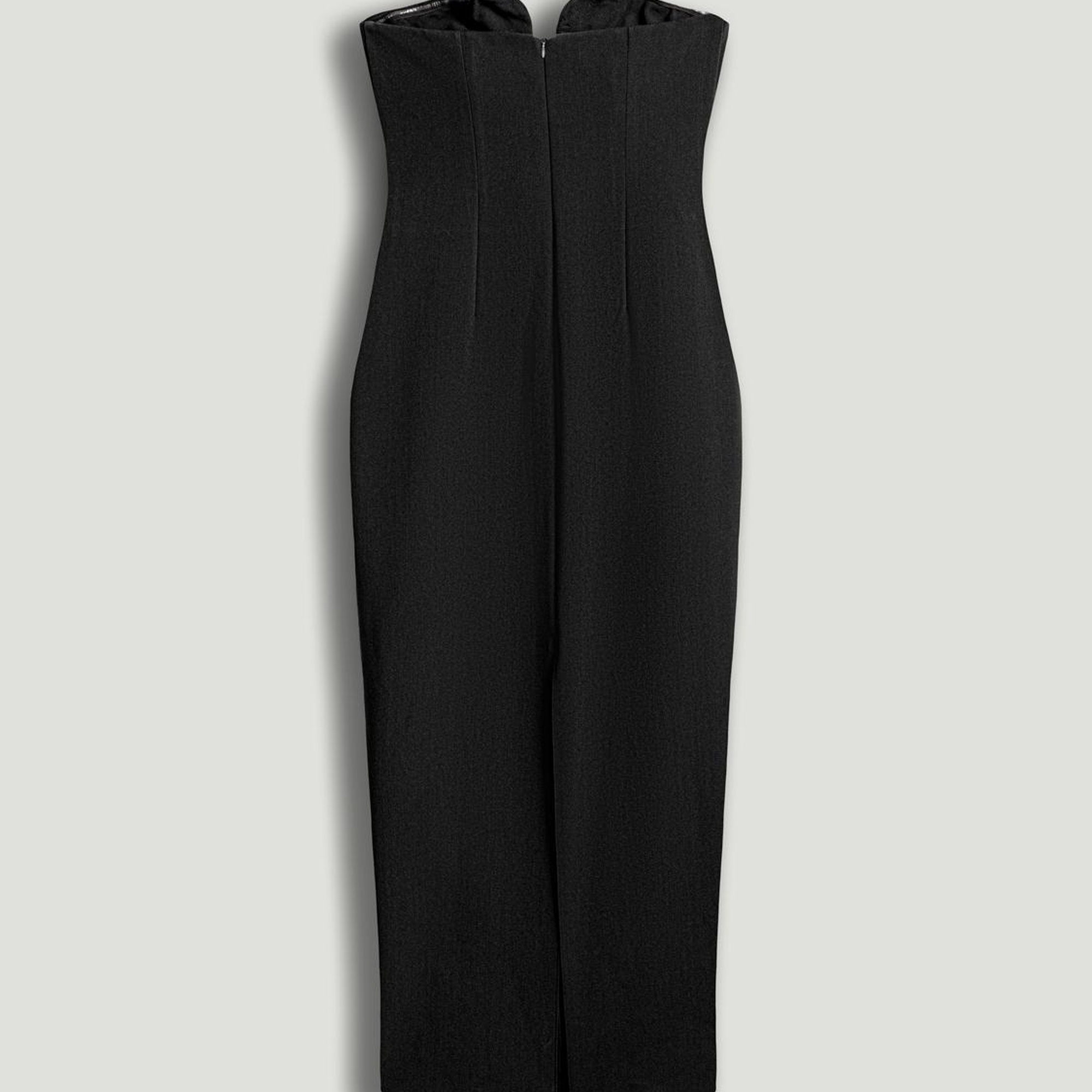 Straplez Kalp Yaka Midi Elbise