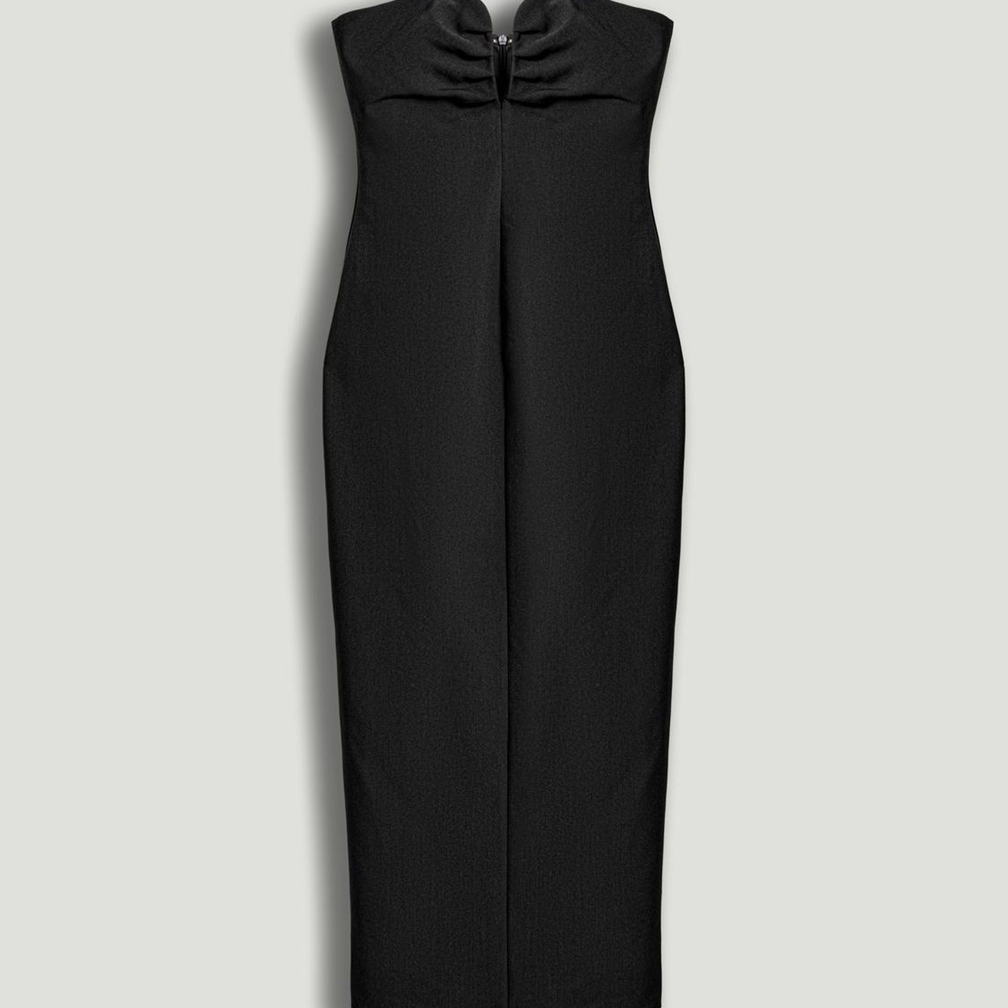 Straplez Kalp Yaka Midi Elbise