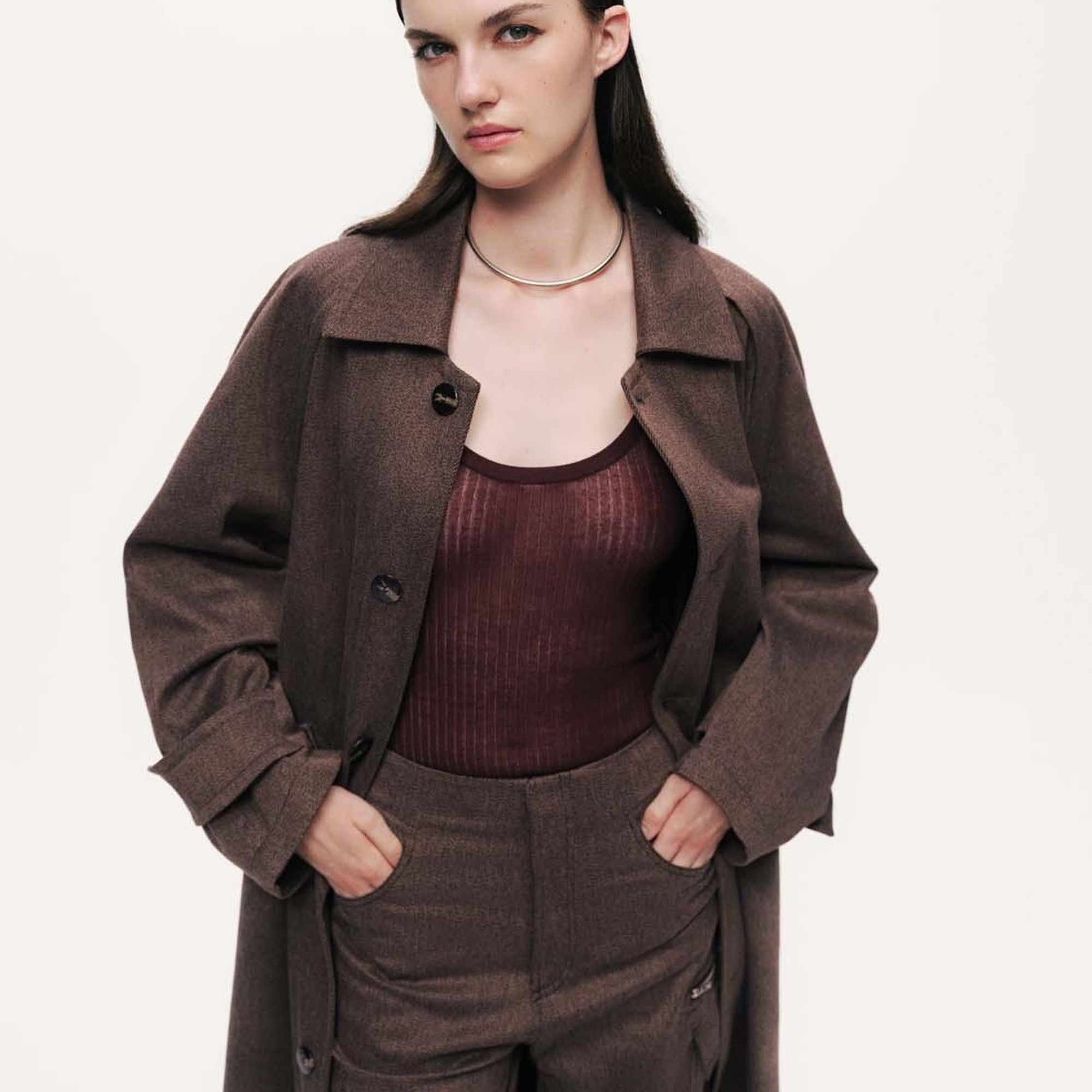 Kemer Detaylı Yün Midi Trençkot