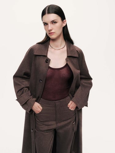  Kemer Detaylı Yün Midi Trençkot